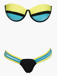 Bikini costume sexy color-block bustier pour femme