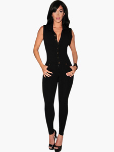 Combinaison féminine noire zip travail