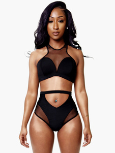Maillot de bain 2 pièces sexy noir femme