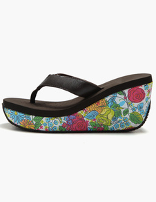 Tongs sandales plage talons compensés bohémiennes