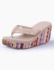 Tongs sandales plage talons compensés bohémiennes