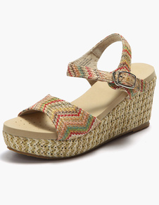 Sandales élégantes compensées ruban aux chevilles