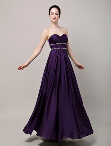 Robe soirée A-ligne satin soie stretch strass encolure coeur