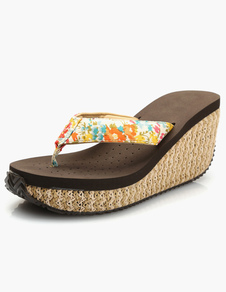 Tongs sandales plage talons compensés bohémiennes