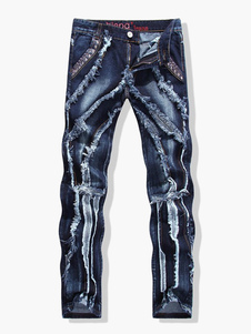 Jean beau coupe droite en denim bleu