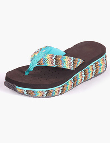 Tongs sandales plage talons compensés bohémiennes