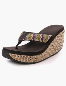 Tongs sandales plage talons compensés bohémiennes