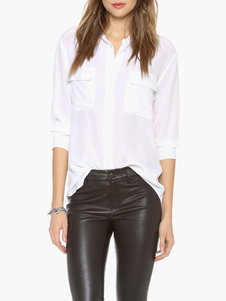 Blouse femme mode blanc fendu