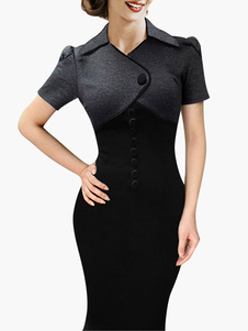 Robe bodycon bicolore col large style faux deux-pièces