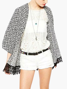 Kimono noir chiffon ouverture avant