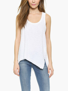 Débardeur féminin mode blanc fendu sans manches