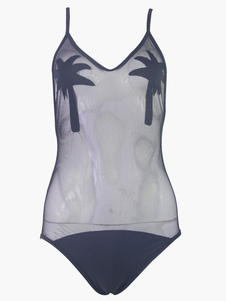 Bikini 1 pièce sexy palme dos décolleté bretelles