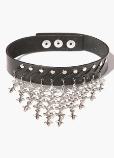 Délicat Collier métallique punk clouté rhinestone