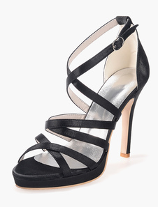 Belles sandales mode en satin à bout ouvert