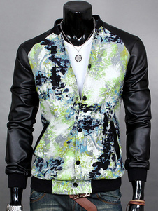 Veste homme motif pivoine col montant