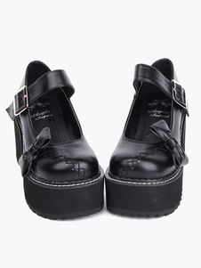 Chaussures lolita exquises PU noir