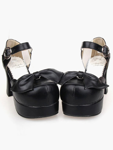 Belle PU cuir noir Lolita sandales