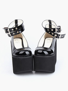 Chaussures lolita belles PU noir