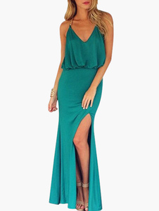 Robe longue vert chaîne à licou
