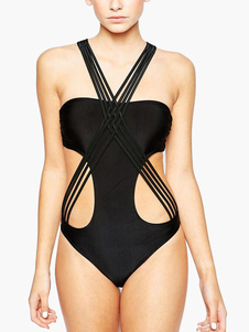 Bikini fabuleux d'une pièce sexy noir col V