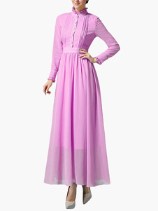 Robe vintage plissée plissée col montant