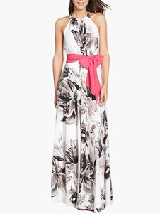 Robe longue blanc chiffon noeud papillion noeuds