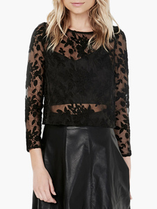 Top cropped noir dentelle dentelle dentelle