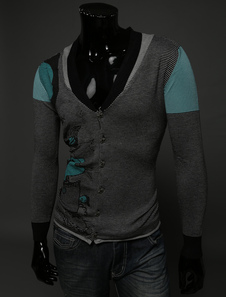 Pull homme 100% coton gris col V