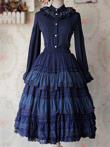 Jupe lolita douse chiffon unicolore dentelle