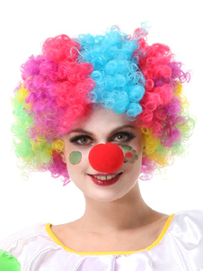 Perruque de Clown multicolore drôle Halloween