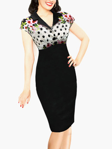 Robe vintage noire fleurie