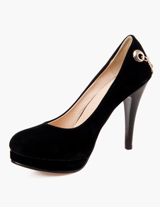 Eacarpins plateforme talons aigus mocassin métallique