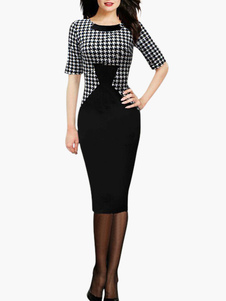 Robe bodycon noir dents de chien