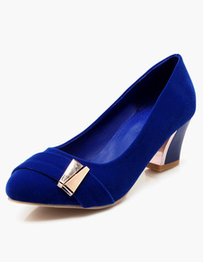 Escarpins à talons épais en velours mocassin