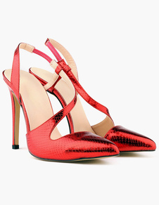 Escarpins à bout pointu talons aigus verni talons décolletés