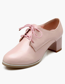 Escarpins à talons épais lacets