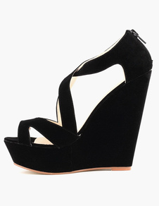 Sandales compensées Zip croisées