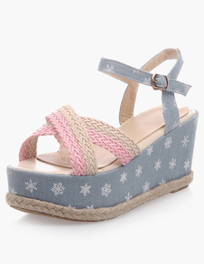 Sandales compensées ruban