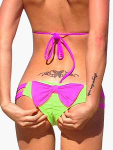 Bikini Ensemble sexy bicolore noeud pour femme