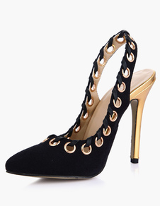 Escarpins bout pointu talons aigus noir métallique