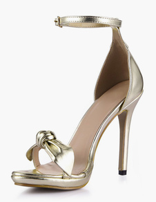 Sandales vogue doré claires bout ouvert avec noeud