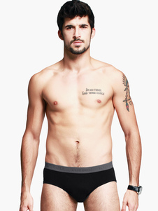 Slip coton noir solide pour homme