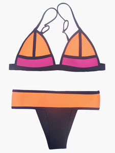 Maillot de bain Bikini sexy color-block pour femme