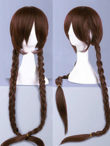 Toussaint Cosplay Perruque marrone Fibre résistante à la chaleur Danganronpa Fukawa Touko