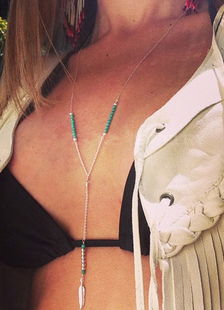 Boho Style couleur Turqoise Y-Collier de pierre gemme