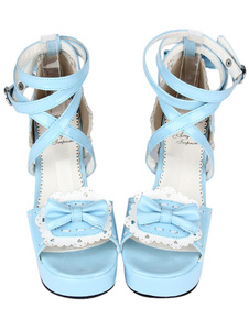 Fantastique PU cuir bleu ciel clair Lolita sandales