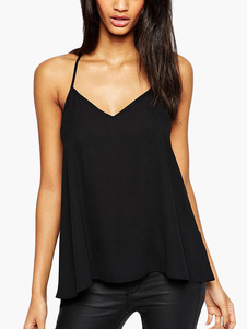 Débardeur féminin noir creusé bretelles