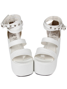 Mode PU cuir blanc Lolita sandales