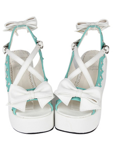 Belle Bow PU Criss-Cross cuir blanc Lolita sandales