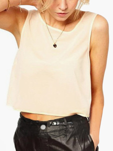 Top cropped écru blanc chiffon noeud
